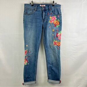 Johnny Was The Blossom Boyfriend Jean Embroidered Floral Size 26